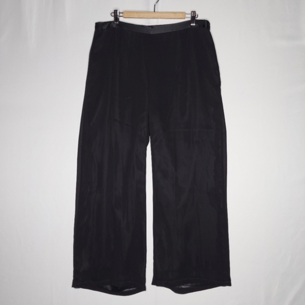 JS Collections Wide Leg Pants‎ Women 16 Black Sheer Chiffon Side-Zip Holiday